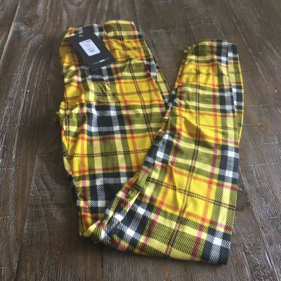 Fashion Nova As If Plaid Leggings Size XS in Yellow