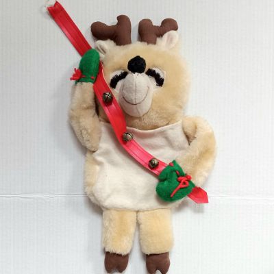 Vintage Hallmark Reindeer Stuffables Christmas Stocking 1981 with Jingle Bells,