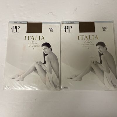 Pretty Polly Italia Natural Sheer Tights 8 Denier Size Small Color Nutmeg 2 Pair