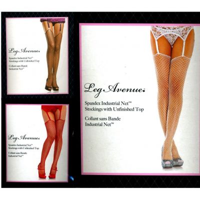 Spandex Industrial Fishnet Stockings Unfin Tops Adult Reg Nylon Leg Avenue 9040