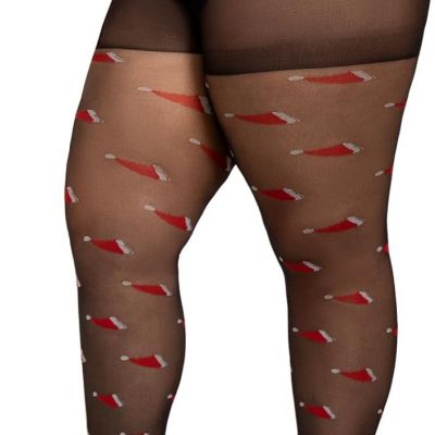 Christmas Tights Plus Size Black Patterned Tights High Waist Pantyhose for Women