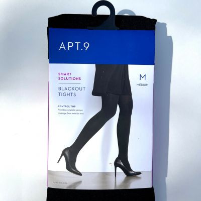 Black Tights Womens M APT.9 Blackout Opaque Solid Control Top Apt 9 Stockings