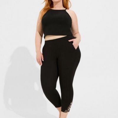 Torrid Signature Waist Lace Appliqué Premium With Pockets Leggings Size 2