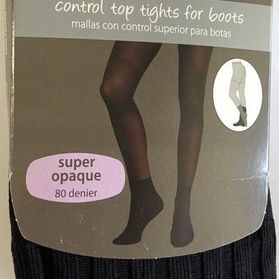 Secret Treasures Control Top Tights For Boots Super Opaque Size 2 Black