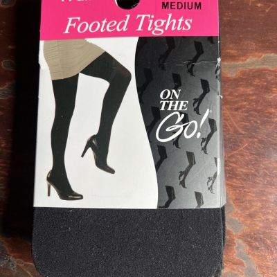 On The Go FOOTED TIGHTS size M BLACK 90perc Nylon 10perc Spandex