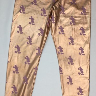 Disney Parks Leggings Women's Large 32x27.5 Shiny Stretch Mickey Mouse