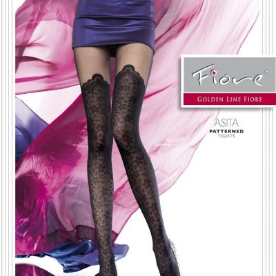 FIORE ASITA PATTERNED  40 DENIER TIGHTS PANTYHOSE  2 SIZES FINE EUROPEAN HOSIERY