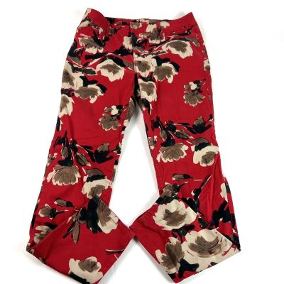 Chicos Platinum Jeggings Red Floral Legging Sz 0 (S/4) Regular Slim Fit Stretch