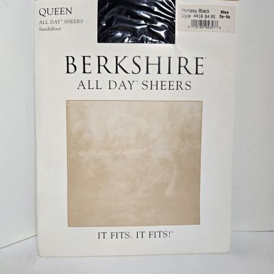 Berkshire Queen All Day Sheers Non-Control Pantyhose 4416 Plus Size 3x-4x Black