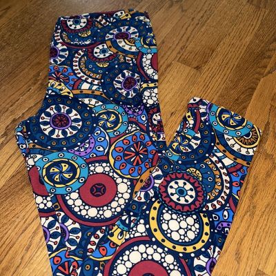 Lularoe TC Tall Curvy Leggings Jeggings Paisley Geometric Pinwheel Bright ????224