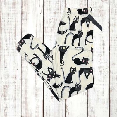 Women’s Leggings Black Cat Print Size 3X-4X NWT Stretchy Buttery Soft High Waist