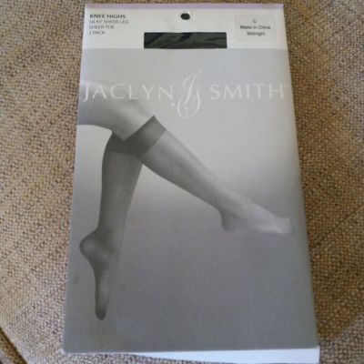 Jaclyn Smith JS Knee Highs Silky Sheer Leg Sheer Toe Stockings C - Midnight