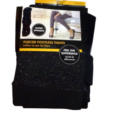 George fleeced footless super opaque tights GT7B9  black size 2