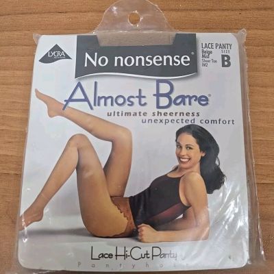 No Nonsense Almost Bare Lace Panty Size B BEIGE MIST Sheer Toe IM2 Made in USA