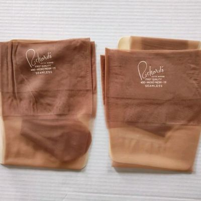 Richards Fifth Avenue Nylon Thigh High Stockings Beige Seamless Lot Of 2