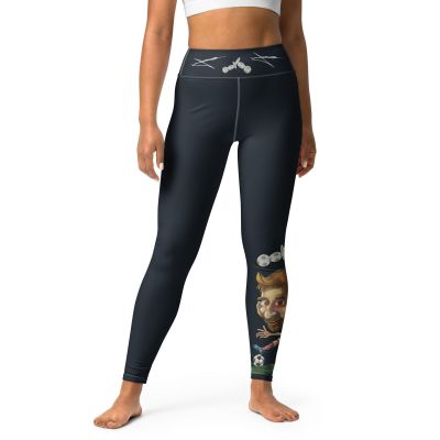 Messi Sliding #9003 Black Yoga Leggings by JunoArtnDesign