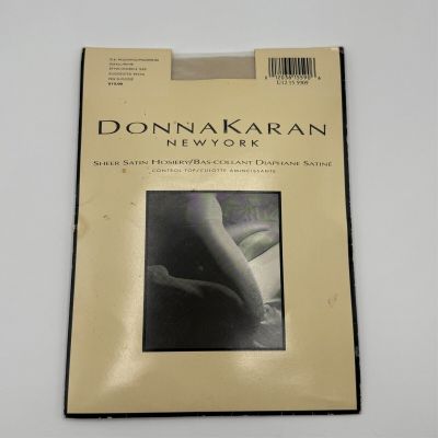 DKNY Donna Karan Control Top Sheer Satin Pantyhose Style 265 Black Sz S Palomino