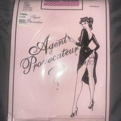 FISHNETS vintage NEW Agent Provocateur FUCHSIA hot PINK stockings size C NIP 90s