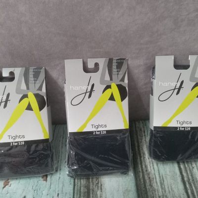 Black Hanes  Tights 3 Pack Sapphire height