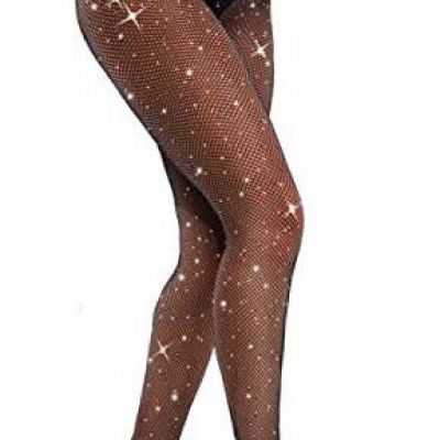 Sexy Sparkly Fishnets Stockings Jeweled High Waist Fishnet One Size Black