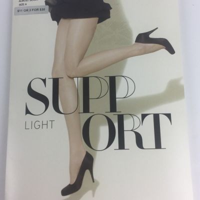 Nordstrom Light Support Control Top Sheer Toe Size A Almost Black New in Pkg