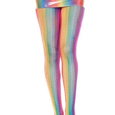 sexy MUSIC LEGS vertical STRIPE rainbow FISHNET zigzag TIGHTS pantyhose STOCKING