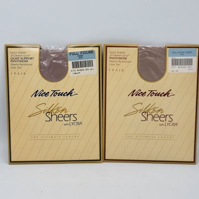 Lot Of 2 NICE TOUCH Silken Sheers Size Full Figure Short MIST Panty Hose Nylons