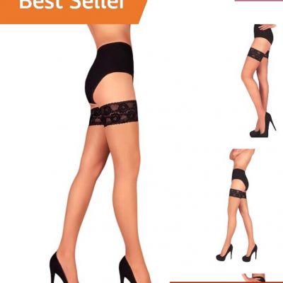 Comfortable Lace Trim Thigh High Hosiery in X-Large | Multiple Colors Available