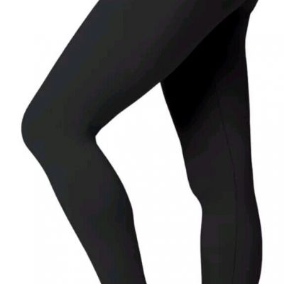 SATINA High Waisted Leggings Black Full Length Plus Size-One Size Fits All