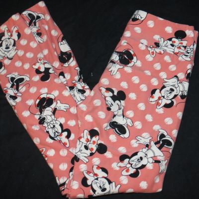 LuLaRoe Disney Leggings Minnie Mouse Polka Dot Peach 90s Style OS One Size