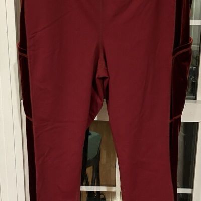 Torrid Women's Leggings 2 (2x) Active Red Velvet Insert Pocket Athletic Workout