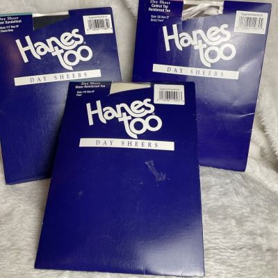 2000 Vintage Hanes Too Size EF  Day Sheers Pantyhose Style# 116 NIP lot of 3