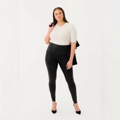 SPANX Faux Leather Black Leggings Women's Plus Size 1X