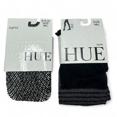 HUE Wool Boucle Loop Net Tights - Shimmer Accent Tights Womens Size M/L 2 Pairs