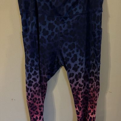 Miami Fitwear Leggings 2x Purple/pink Activewear Workout Yoga  Made In USA