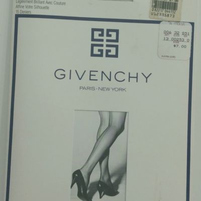 VINTAGE 1988 GIVENCHY BODY GLEAMERS PANTYHOSE w/BACK SEAM SIZE B/SILVER FOX-NOS