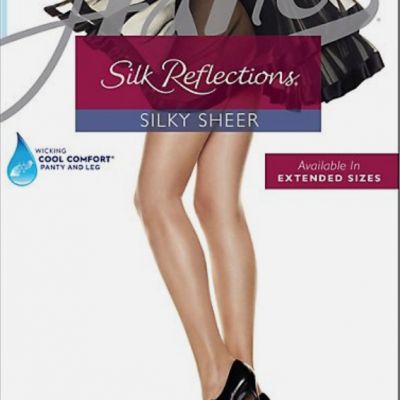 Hanes Pantyhose 4Pack Silk Reflections Cool Comfort Control Sheer Toe Sandalfoot