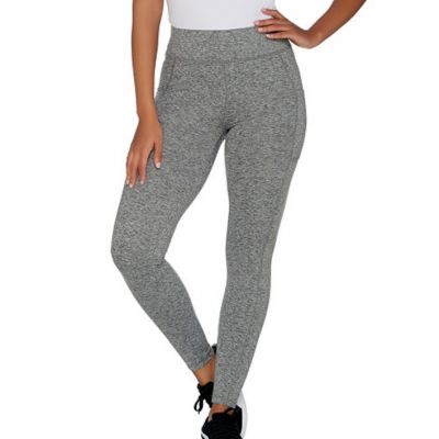 AnyBody Small Heather Charcoal Black Move Stretch Jersey Leggings