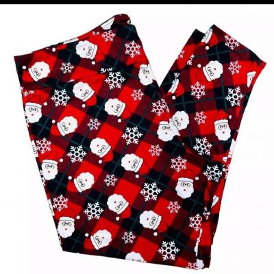 Feeling Festive Women's Plus Size 1X (16w-18w) Christmas Leggings Santa Print