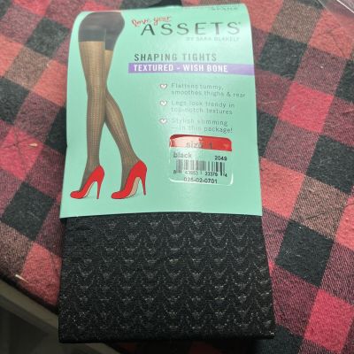 Spanx Assets Textured Wishbone Shaping Tights Black Sz 1