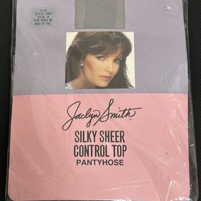 Vtg Jaclyn Smith Silky Support Pantyhose Size B Slate Grey N-611