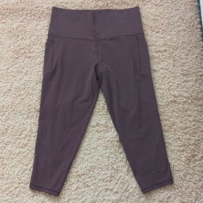 Athleta Purple Striped Capris Yoga Workout Gym Sporty Leggings 1X