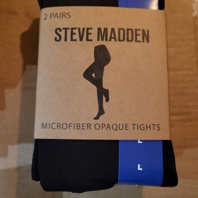 Steve Madden - Ladies Women's Microfiber Opaque Tights - 2 Pairs - Size Large