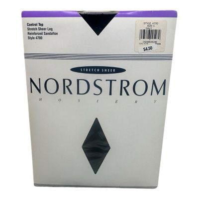 Vtg nordstrom stretch sheer control top pantyhose 4700 Navy size C