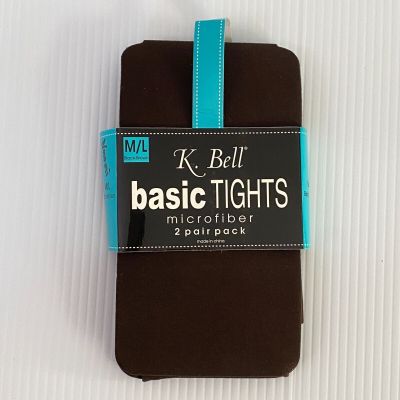 K Bell Basic Tights Microfiber 2-Pack Medium Large Black Brown