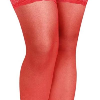 Lace Top Thigh High Stocking for Women, Semi Sheer Silicone Band Stay Up Lingeri