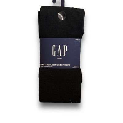 Black FLEECE Lined Footless TIGHTS Womens S/M NEW Gap Originals 2 Pr