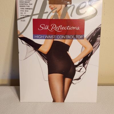 Hanes Silk Reflections Silky Sheer High Waist Control Top Sheer Toe Cool Comfort