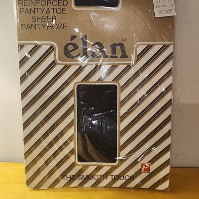 Elan Queen Size Panty Hose  1980s New Old Stock Vintage Black