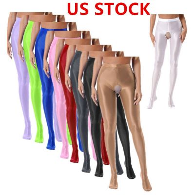 US Women's Shiny Pantyhose High Waist Hollow Out Stretchy Stockings Trousers